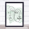 Watercolour Line Art Happy Sad Faces Decorative Wall Art Print