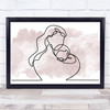 Watercolour Line Art Mother And Baby Decorative Wall Art Print