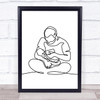 Black & White Line Art Man And Baby Decorative Wall Art Print