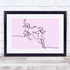 Colour Block Line Art Girls Jumping Decorative Wall Art Print