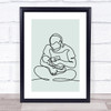 Block Colour Line Art Man And Baby Decorative Wall Art Print