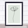 Block Colour Line Art Poppy Flower Decorative Wall Art Print