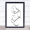 Black & White Line Art Asian Lady Decorative Wall Art Print