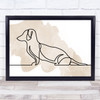 Watercolour Line Art Daschund Dog Decorative Wall Art Print