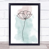 Watercolour Line Art Poppy Flower Decorative Wall Art Print