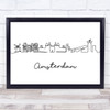 Black & White Line Art Amsterdam Decorative Wall Art Print
