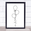 Black & White Line Art Balloons Decorative Wall Art Print
