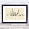 Block Colour Line Art Chicago Decorative Wall Art Print