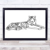 Black & White Line Art Tiger Decorative Wall Art Print