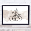 Watercolour Line Art Cyclist Decorative Wall Art Print