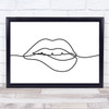 Black & White Line Art Lips Decorative Wall Art Print