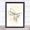 Watercolour Line Art Wasp Decorative Wall Art Print