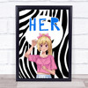 Manga Style Her Black & White Print Style Decorative Wall Art Print