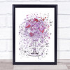 Watercolour Splatter Violet Purple Gin & Strawberries Glass Wall Art Print