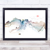 Beautiful Watercolour Japanese Mountains Wall Art Print