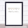 Black Lives Matter Script Text Script Hearts Brown Wall Art Print