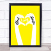 Black Lives Matters Text Within Heart Shaped Fingers Yellow Wall Art Print