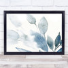 Blue Leaves In Watercolour Washed Wall Art Print