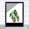 Watercolour Plant & Stripes Wall Art Print