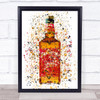 Watercolour Splatter Tennessee Fire Jack Cinnamon Whiskey Bottle Wall Art Print