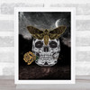 Moth On Skull Holding Rose Gothic Home Wall Art Print