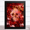 Skull With Flowers Gothic Reds Home Wall Art Print