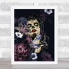 Sugar Skull Flowers Gothic Home Wall Art Print