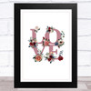 Love Word With Flowers & Border Home Wall Art Print