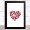 Flowers Heart Pink Border Home Wall Art Print