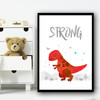 Dinosaur Red Strong Children's Nursery Bedroom Wall Art Print