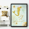 Mermaid Gold Japanese Style Children's Nursery Bedroom Wall Art Print