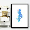 Ocean Blue Mermaid 1 Children's Nursery Bedroom Wall Art Print