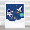 Astronaut Floating In Space Rocket Children's Kids Wall Art Print