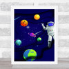 Astronaut Floating In Space Children's Kids Wall Art Print