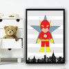 Flash Stripes Superhero Children's Nursery Bedroom Wall Art Print