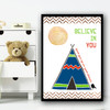 Adventure Believe In You Blue Green Children's Nursery Bedroom Wall Art Print