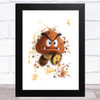 Goomba Super Mario Bros Splatter Art Children's Kids Wall Art Print