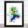 Luigi Super Mario Bros Splatter Art Children's Kids Wall Art Print