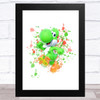 Yoshi Super Mario Bros Splatter Art Children's Kids Wall Art Print