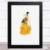 Disney Pluto Watercolour Splatter Style Children's Kids Wall Art Print