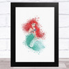 Ariel Disney Mermaid Watercolour Splatter Children's Kid's Wall Art Print