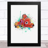 Finding Nemo Watercolour Splatter Children's Kid's Wall Art Print