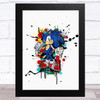 Sonic The Hedgehog Splatter Blue Children's Kid's Wall Art Print