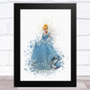 Cinderella Watercolour Splatter Children's Kid's Wall Art Print