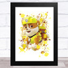 Paw Patrol Rubble Splatter Art Children's Kid's Wall Art Print