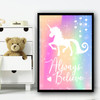 Wall Art Unicorn Sparkle Background 3 Children's Nursery Bedroom Wall Art Print