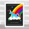 Jumping Rainbow Unicorn Look For Rainbows Decorative Wall Art Print