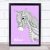 Believe Unicorn Pink Wall Art Print