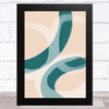 Dark Teal & Peach Abstract Strokes Style 2 Wall Art Print