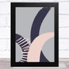 Navy Blue Grey & Pink Abstract Strokes Design 4 Wall Art Print